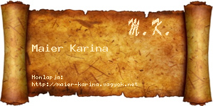 Maier Karina névjegykártya
